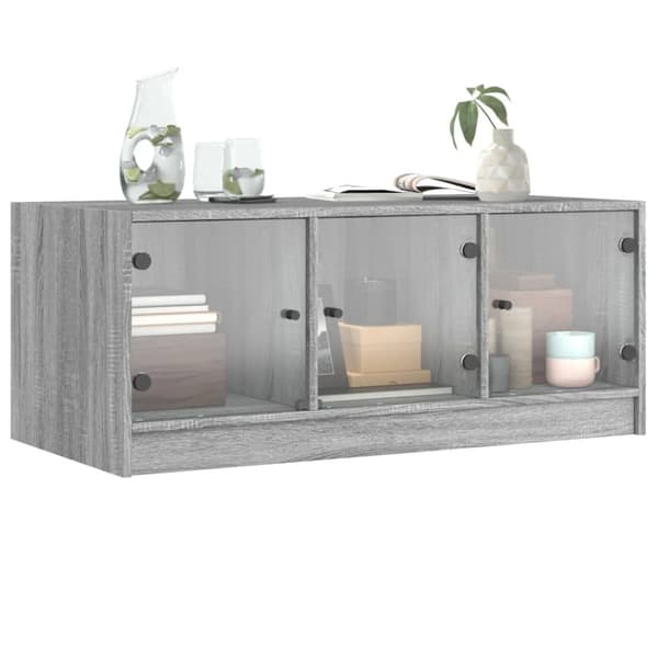 vidaXL Salongbord med glassdører grå sonoma 102x50x42 cm