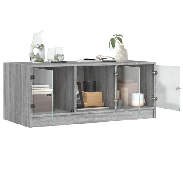 vidaXL Salongbord med glassdører grå sonoma 102x50x42 cm