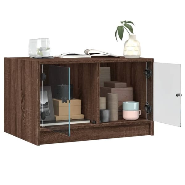 vidaXL sofabord med glaslåger 68x50x42 cm brun egetræsfarve