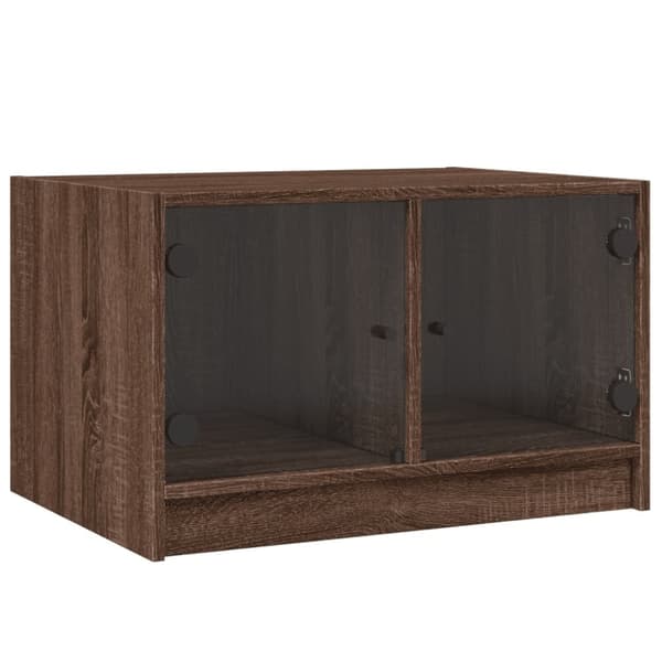 vidaXL sofabord med glaslåger 68x50x42 cm brun egetræsfarve