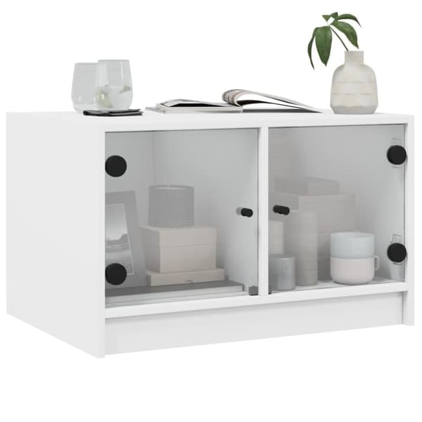 vidaXL Salongbord med glassdører hvit 68x50x42 cm