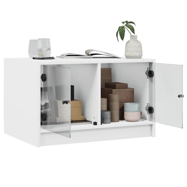 vidaXL Salongbord med glassdører hvit 68x50x42 cm