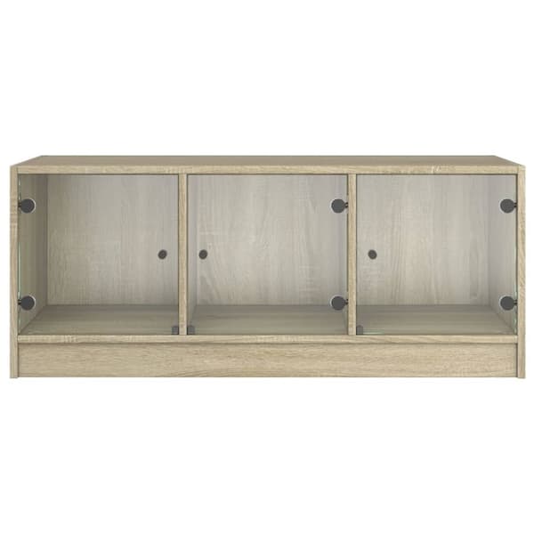 vidaXL Soffbord med glasdörrar sonoma-ek 102x50x42 cm