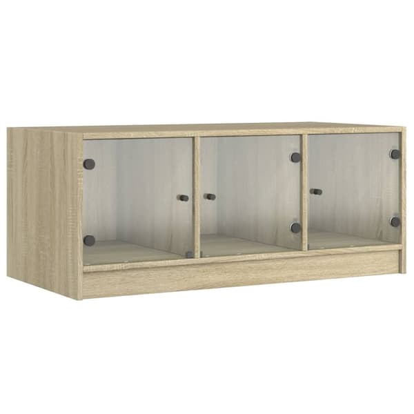 vidaXL Salongbord med glassdører sonoma eik 102x50x42 cm