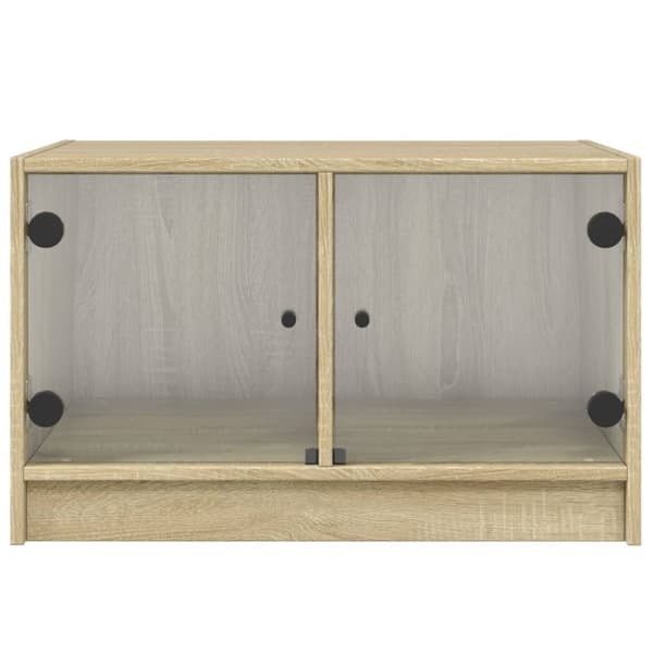 vidaXL Soffbord med glasdörrar sonoma-ek 68x50x42 cm