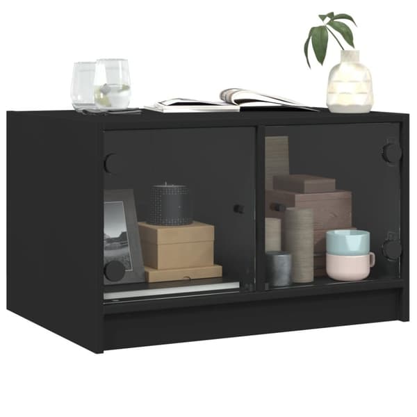 vidaXL sofabord med glaslåger 68x50x42 cm sort