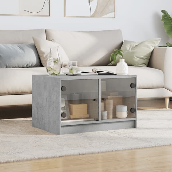 vidaXL sofabord med glaslåger 68x50x42 cm betongrå