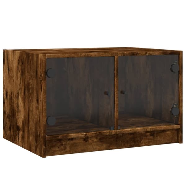 vidaXL Salongbord med glassdører røkt eik 68x50x42 cm