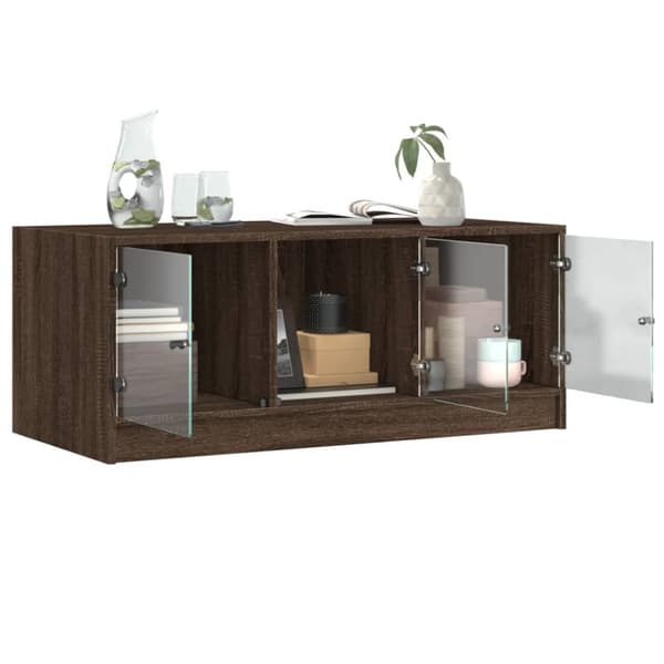vidaXL sofabord med glaslåger 102x50x42 cm brun egetræsfarve