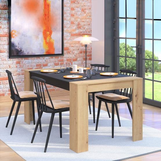Sofabord - 154x90 Cm - Natur Og Sort