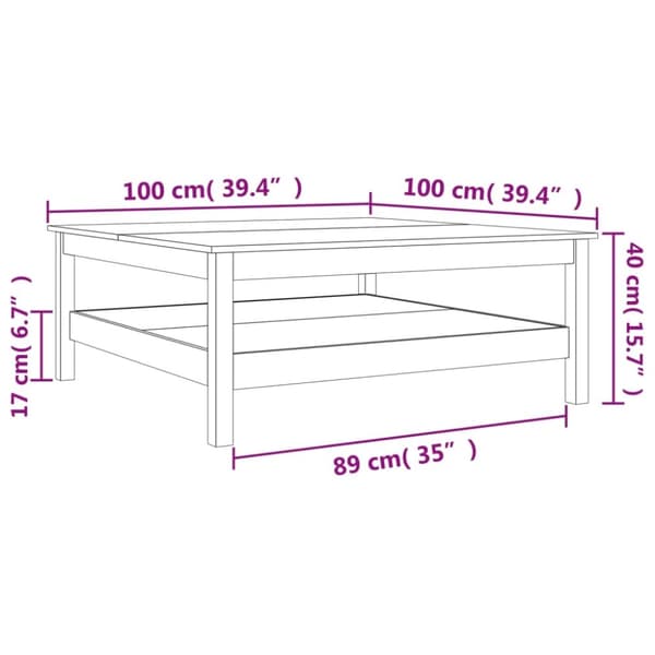 vidaXL Soffbord vaxbrun 100x100x40 cm massiv furu