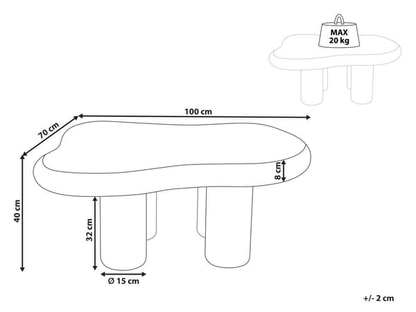 Sofabord Hvit MDF PVC 100 x 70 x 40 cm Oval form Moderne design Minimalistisk stil Stue Salongbord