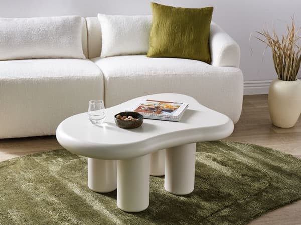 Sofabord Hvit MDF PVC 100 x 70 x 40 cm Oval form Moderne design Minimalistisk stil Stue Salongbord