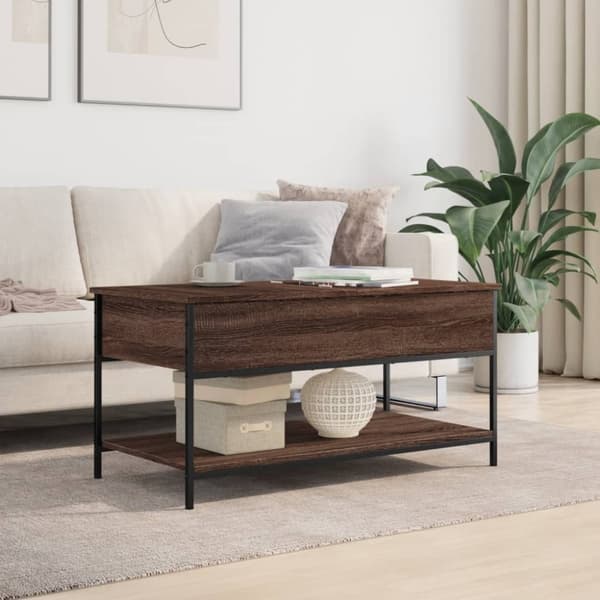 vidaXL Salongbord brun eik 100x50x50 cm konstruert tre og metall