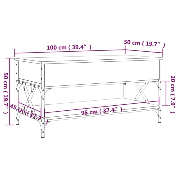 vidaXL sofabord 100x50x50 cm konstrueret træ og metal sort