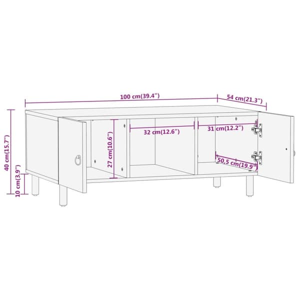 vidaXL sofabord 100x54x40 cm massivt mangotræ