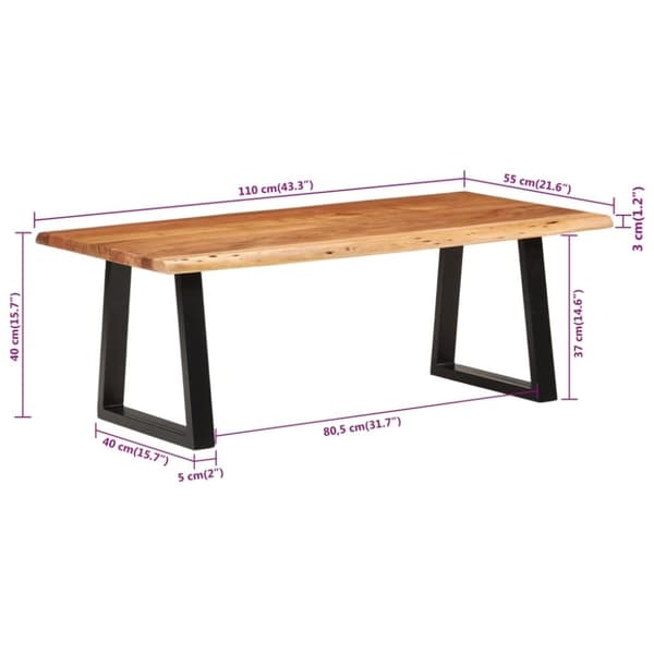 vidaXL sofabord 811x55x40 cm massivt akacietræ