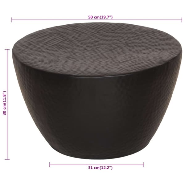 vidaXL Soffbord hamrad aluminium Ø 50x30 cm svart