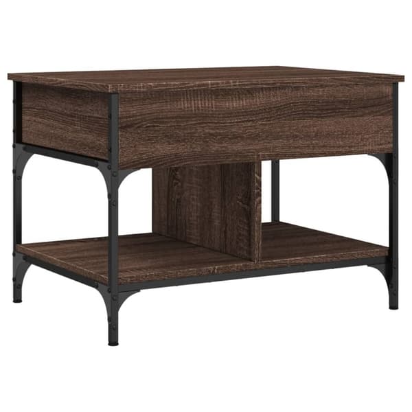 vidaXL sofabord 70x50x50 cm konstrueret træ og metal brunt eg