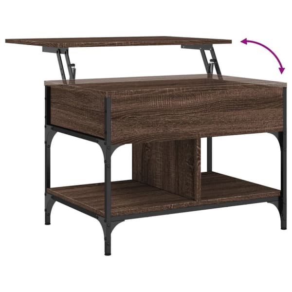 vidaXL Sohvapöytä ruskea tammi 70x50x50 cm tekninen puu ja metalli