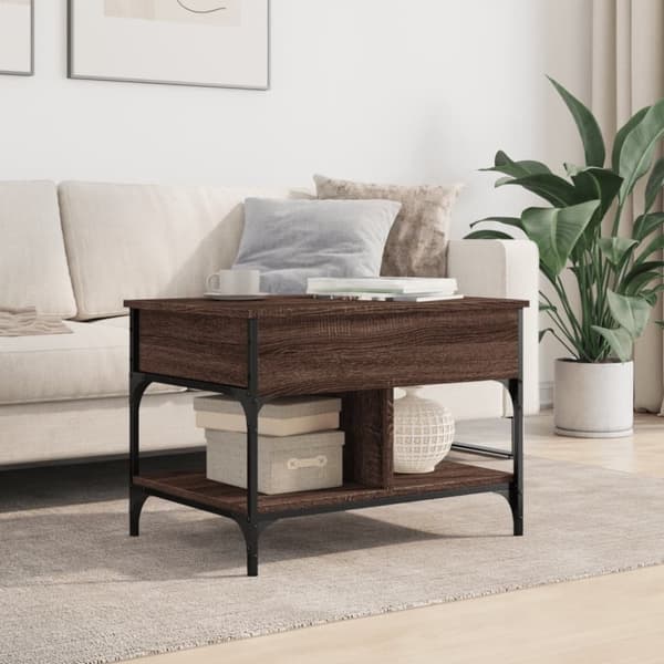 vidaXL sofabord 70x50x50 cm konstrueret træ og metal brunt eg