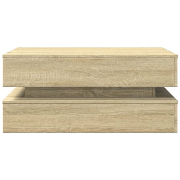 vidaXL Salongbord med LED-lys sonoma eik 90x50x40 cm