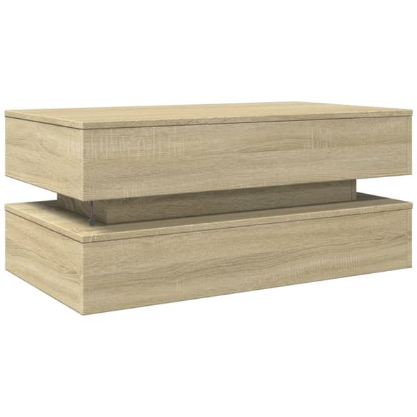 vidaXL Salongbord med LED-lys sonoma eik 90x50x40 cm