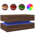 Miniatyrbillede 2 af 11: vidaXL sofabord med LED-lys 90x50x40 cm brun egetræsfarve
