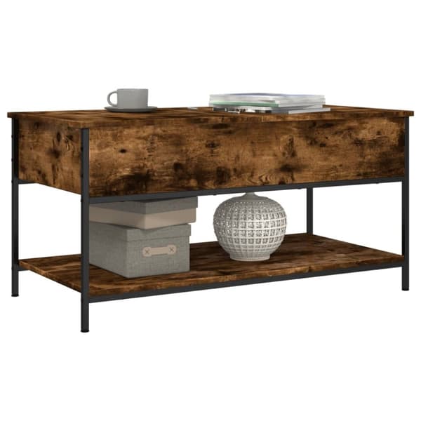 vidaXL sofabord 100x50x50 cm konstrueret træ og metal røget eg