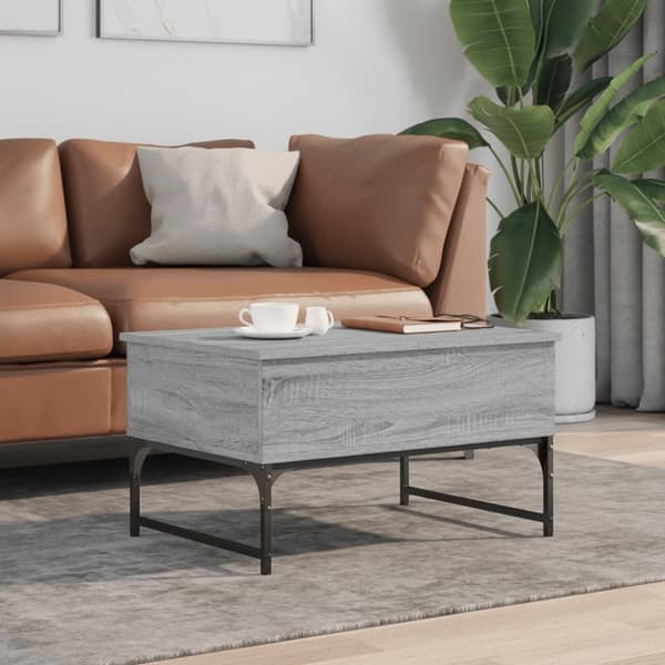 vidaXL Soffbord grå sonoma 70x50x40 cm konstruerat trä och metall