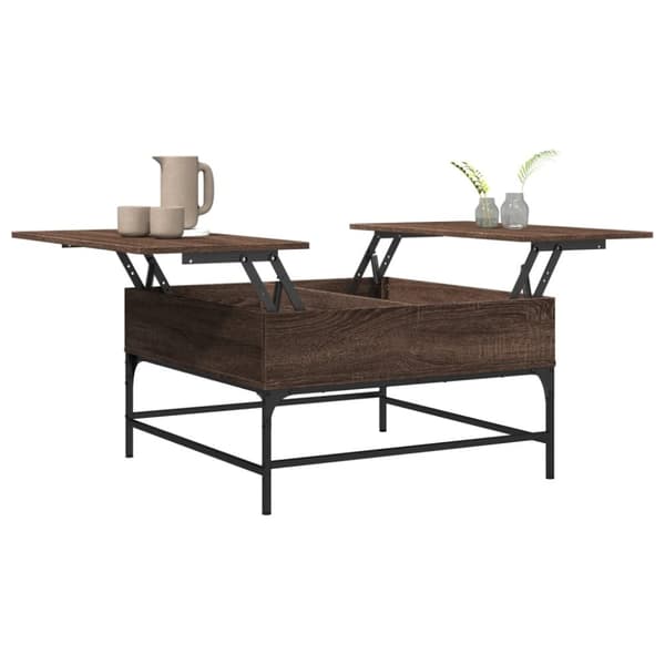 vidaXL sofabord 80x80x45 cm konstrueret træ og metal brunt eg