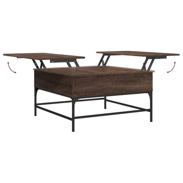 vidaXL sofabord 80x80x45 cm konstrueret træ og metal brunt eg