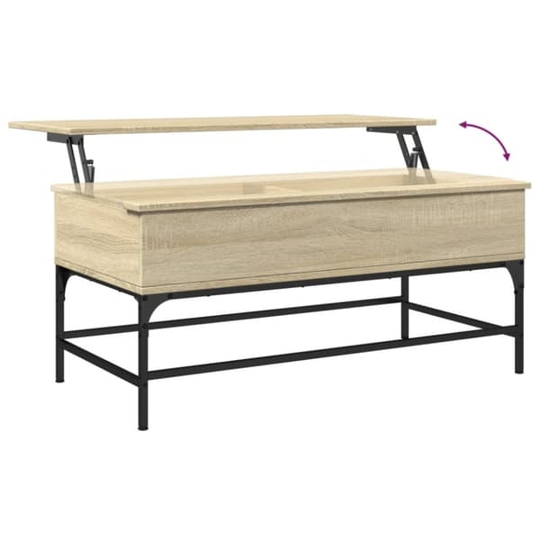 vidaXL Sohvapöytä Sonoma-tammi 100x50x45 cm tekninen puu ja metalli