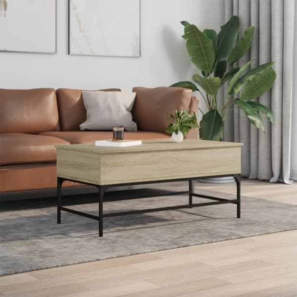 vidaXL Soffbord sonoma-ek 100x50x45 cm konstruerat trä och metall