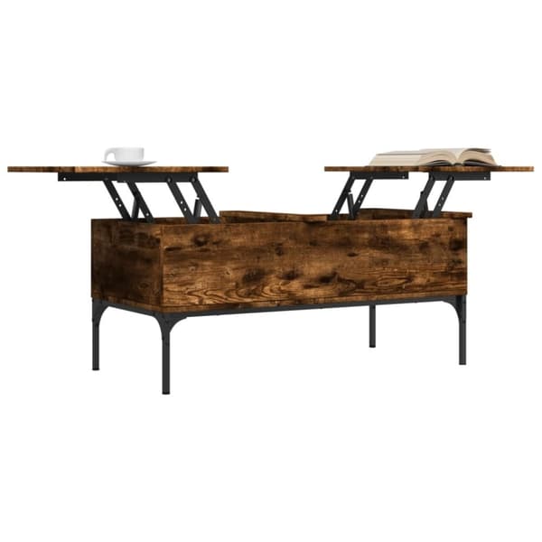 vidaXL sofabord 100x50x45 cm konstrueret træ og metal røget egetræ