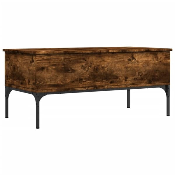 vidaXL sofabord 100x50x45 cm konstrueret træ og metal røget egetræ