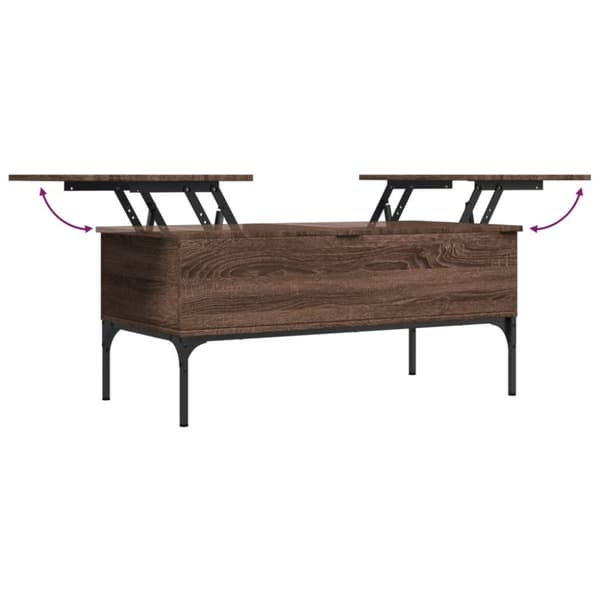 vidaXL sofabord 100x50x45 cm konstrueret træ og metal brunt egetræ