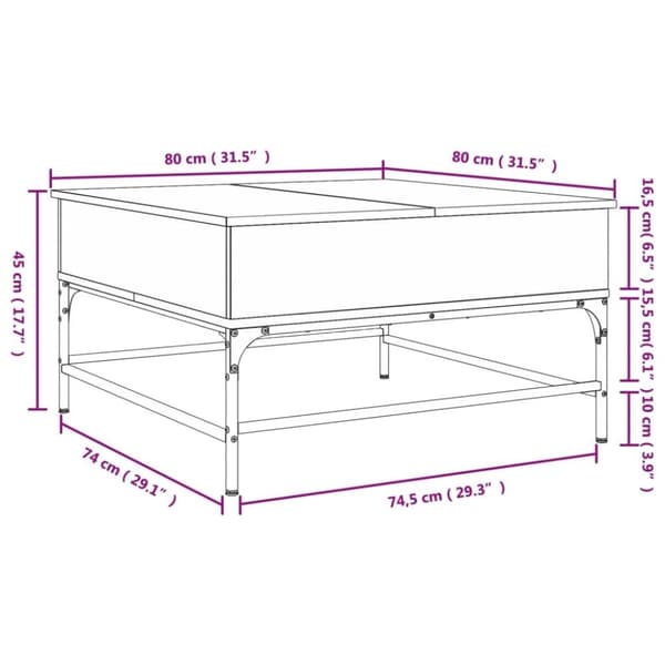 vidaXL Soffbord svart 80x80x45 cm konstruerat trä och metall