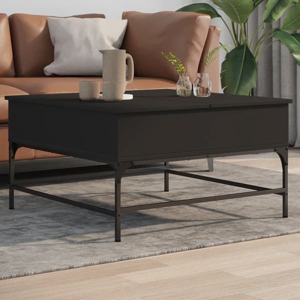 vidaXL Soffbord svart 80x80x45 cm konstruerat trä och metall