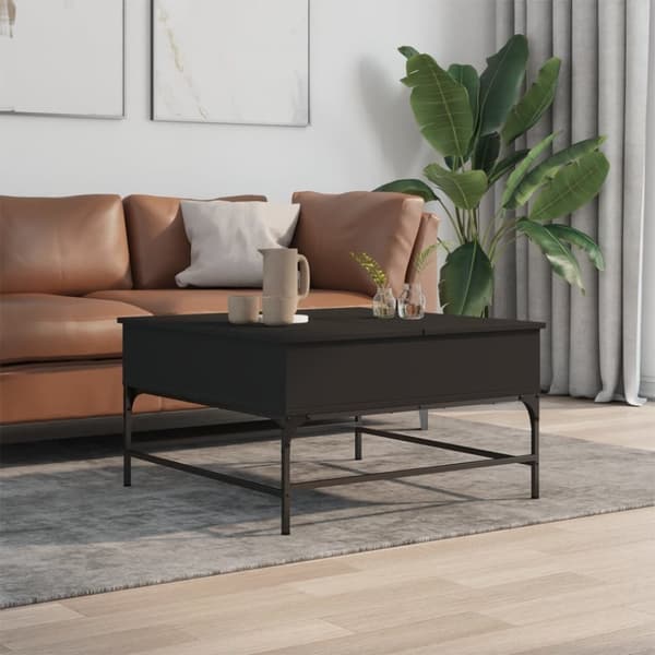 vidaXL Soffbord svart 80x80x45 cm konstruerat trä och metall