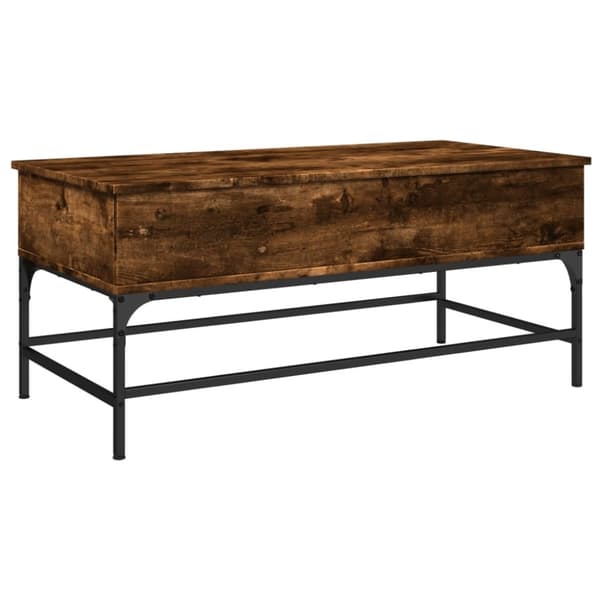 vidaXL sofabord 100x50x45 cm konstrueret træ og metal røget egetræ