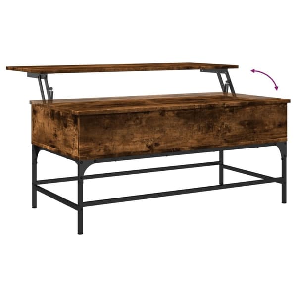 vidaXL sofabord 100x50x45 cm konstrueret træ og metal røget egetræ