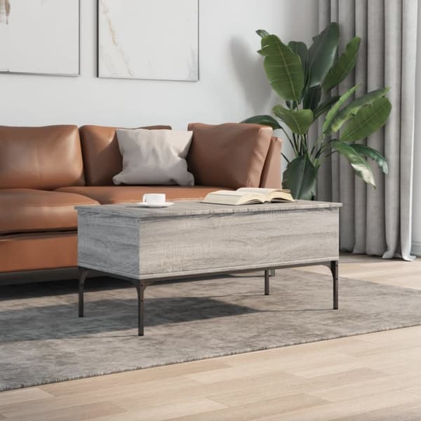 vidaXL sofabord 100x50x45 cm konstrueret træ og metal grå sonoma-eg