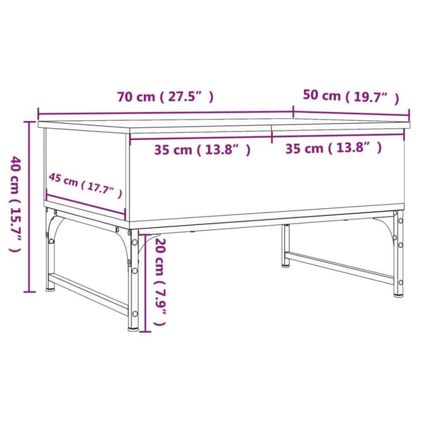 vidaXL sofabord 70x50x40 cm konstrueret træ sort