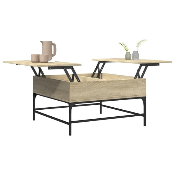 vidaXL sofabord 80x80x45 cm konstrueret træ og metal sonoma-eg