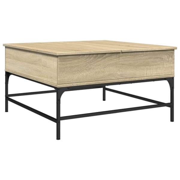 vidaXL sofabord 80x80x45 cm konstrueret træ og metal sonoma-eg
