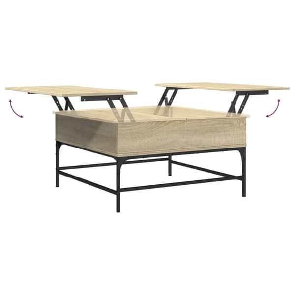 vidaXL sofabord 80x80x45 cm konstrueret træ og metal sonoma-eg
