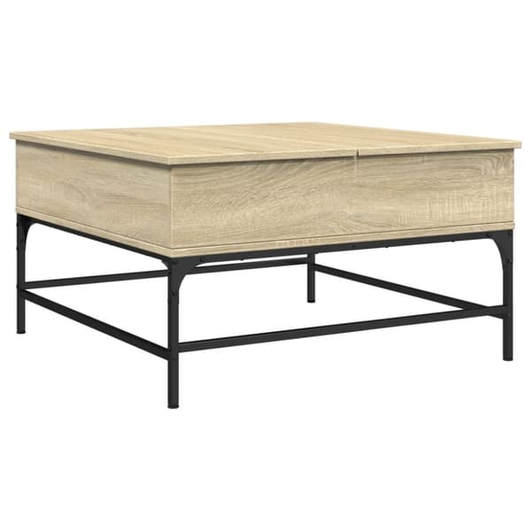 vidaXL sofabord 80x80x45 cm konstrueret træ og metal sonoma-eg