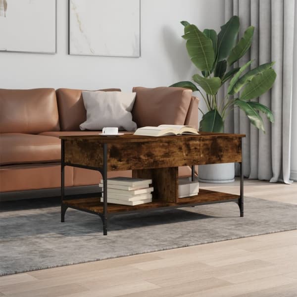 vidaXL sofabord 100x50x50 cm konstrueret træ og metal røget eg