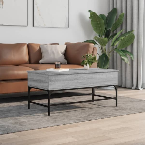 vidaXL sofabord 100x50x45 cm konstrueret træ og metal grå sonoma-eg